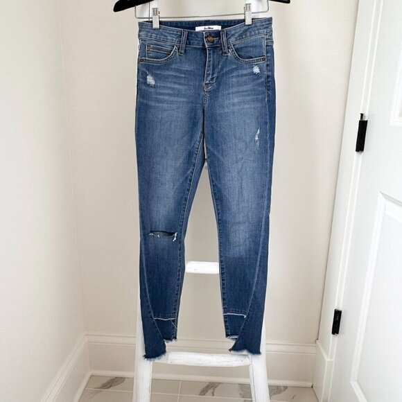 Sam Edelman The Kitten Step Ankle Mid Rise Skinny Blue Jeans SZ 26 - Picture 1 of 11